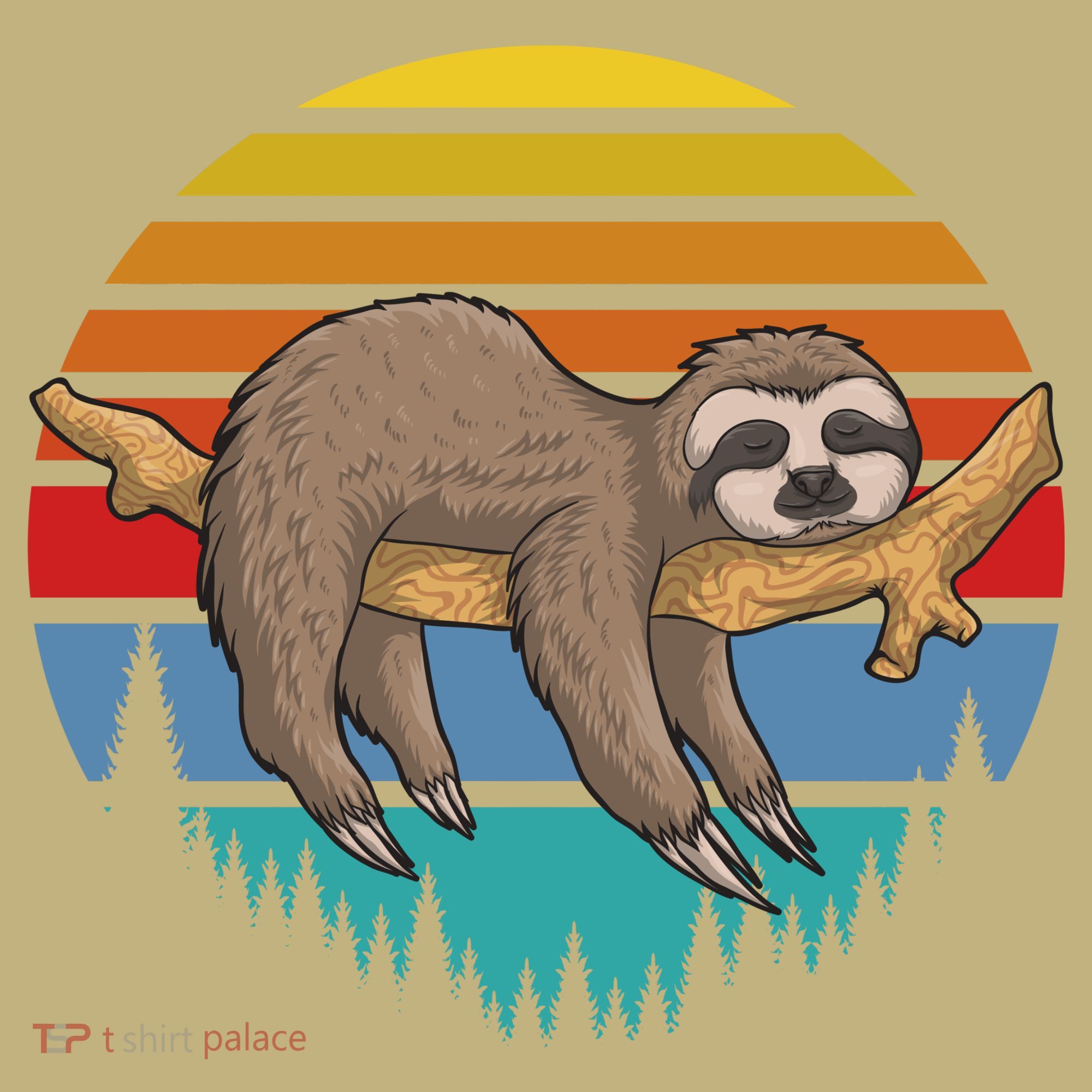 Funny Lazy Sloth Retro Sunset 1 Hoodie
