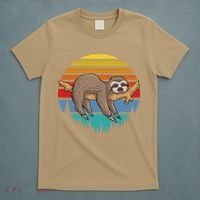 Funny Lazy Sloth Retro Sunset 1 T-Shirt thumb 5