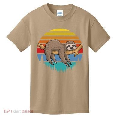 Funny Lazy Sloth Retro Sunset 1 Kids T-Shirt