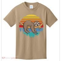 Funny Lazy Sloth Retro Sunset 1 Kids T-Shirt thumb 0