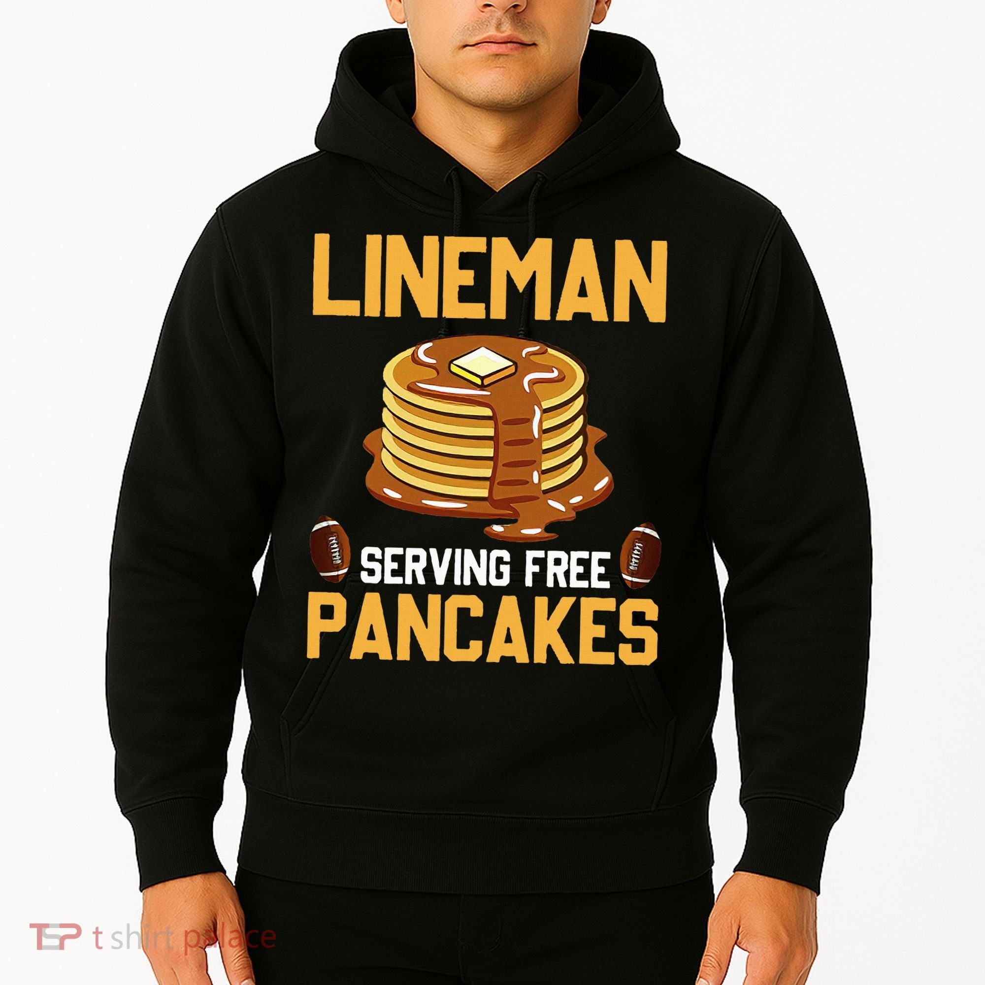 Football Lineman Serving Pancakes Daily Offensive Lineman Hoodie