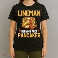 Football Lineman Serving Pancakes Daily Offensive Lineman T-Shirt thumb 4