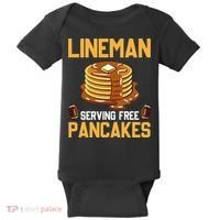 Football Lineman Serving Pancakes Daily Offensive Lineman Baby Bodysuit thumb 0