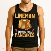 Football Lineman Serving Pancakes Daily Offensive Lineman Tank Top thumb 3