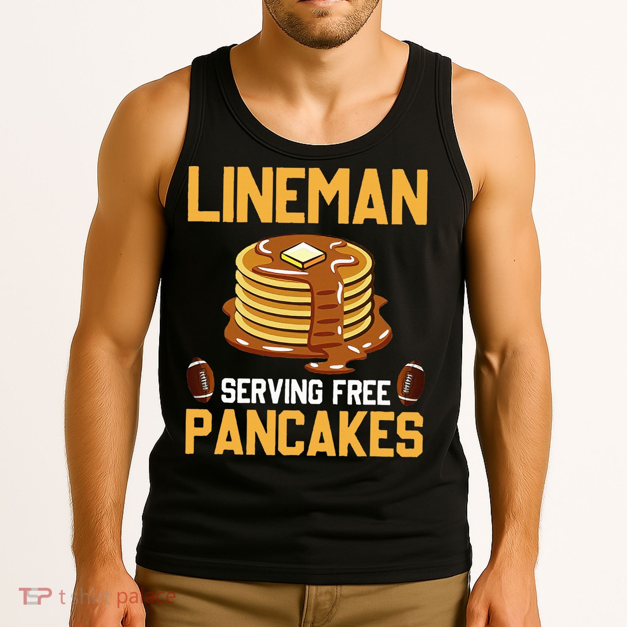 Football Lineman Serving Pancakes Daily Offensive Lineman Tank Top