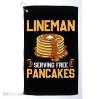 Football Lineman Serving Pancakes Daily Offensive Lineman Golf Towel thumb 0