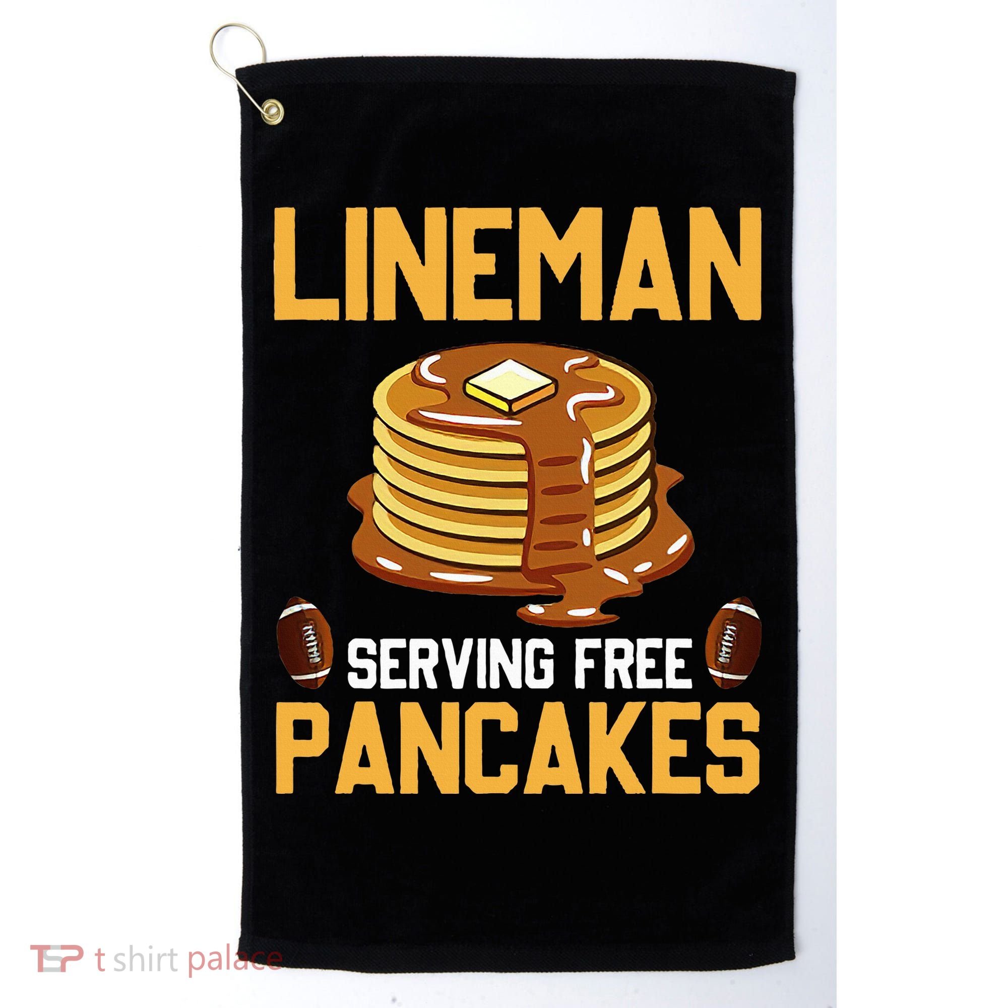 Football Lineman Serving Pancakes Daily Offensive Lineman Golf Towel