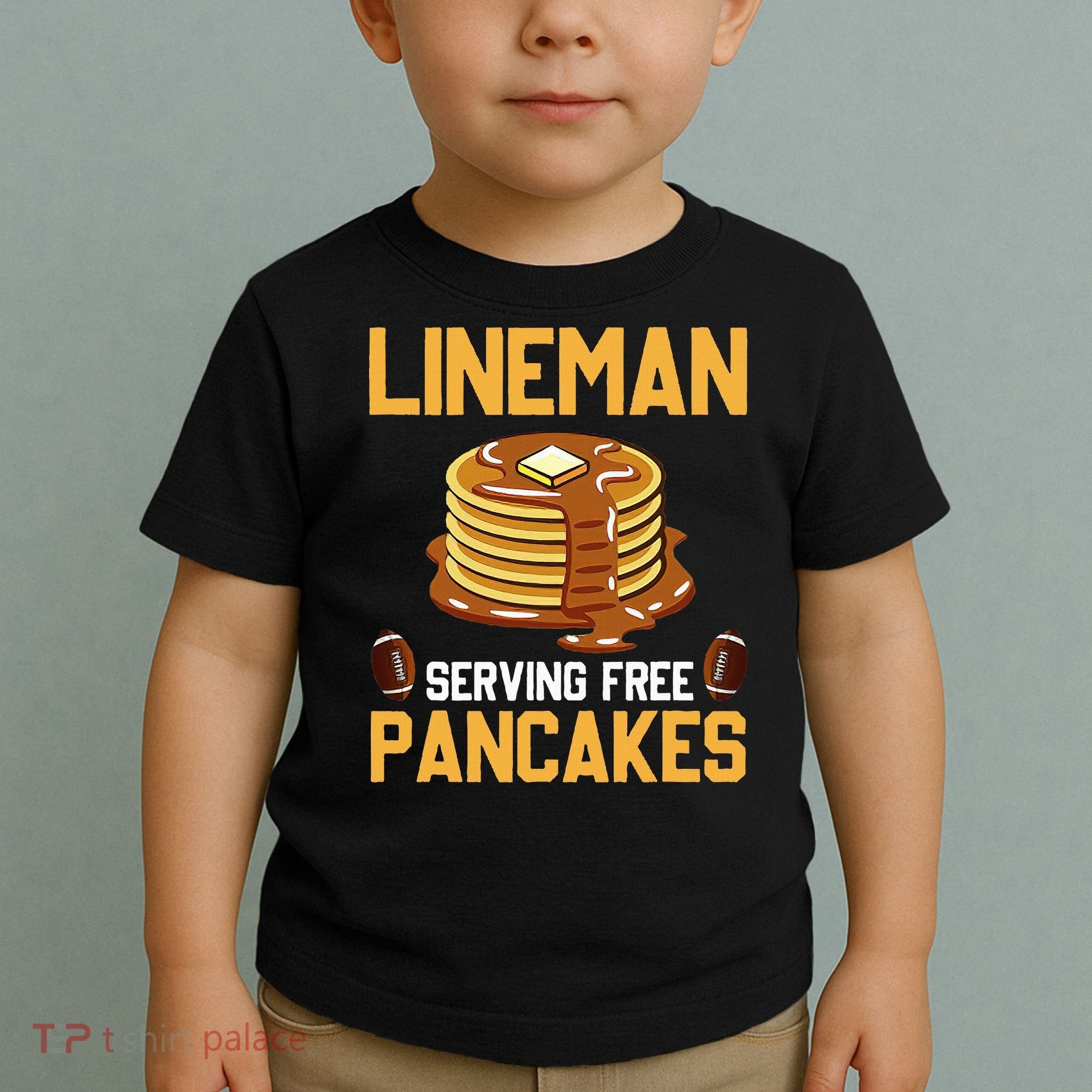 Football Lineman Serving Pancakes Daily Offensive Lineman Toddler T-Shirt