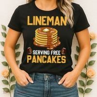 Football Lineman Serving Pancakes Daily Offensive Lineman Women's T-Shirt thumb 2