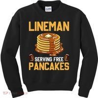 Football Lineman Serving Pancakes Daily Offensive Lineman Kids Sweatshirt thumb 0
