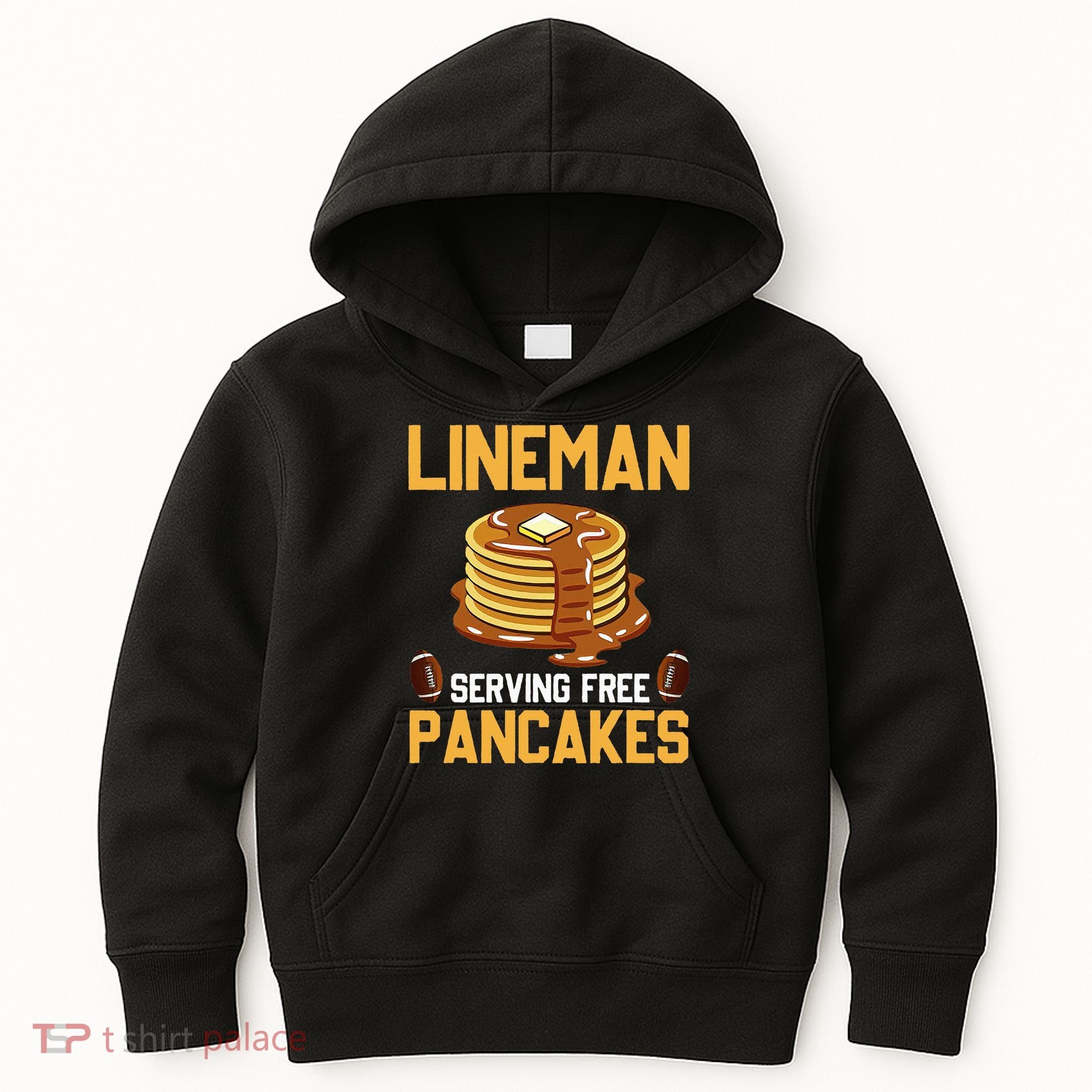 Football Lineman Serving Pancakes Daily Offensive Lineman Kids Hoodie