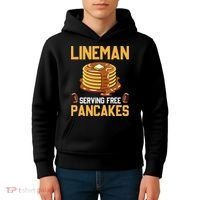 Football Lineman Serving Pancakes Daily Offensive Lineman Kids Hoodie thumb 4