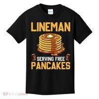 Football Lineman Serving Pancakes Daily Offensive Lineman Kids T-Shirt thumb 0