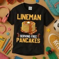 Football Lineman Serving Pancakes Daily Offensive Lineman Kids T-Shirt thumb 3