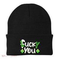 Funny Leprechaun Shamrock Fuck Lucky You St Patricks Day Beanie thumb 0