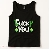 Funny Leprechaun Shamrock Fuck Lucky You St Patricks Day Tank Top thumb 2