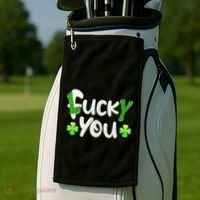 Funny Leprechaun Shamrock Fuck Lucky You St Patricks Day Golf Towel thumb 2