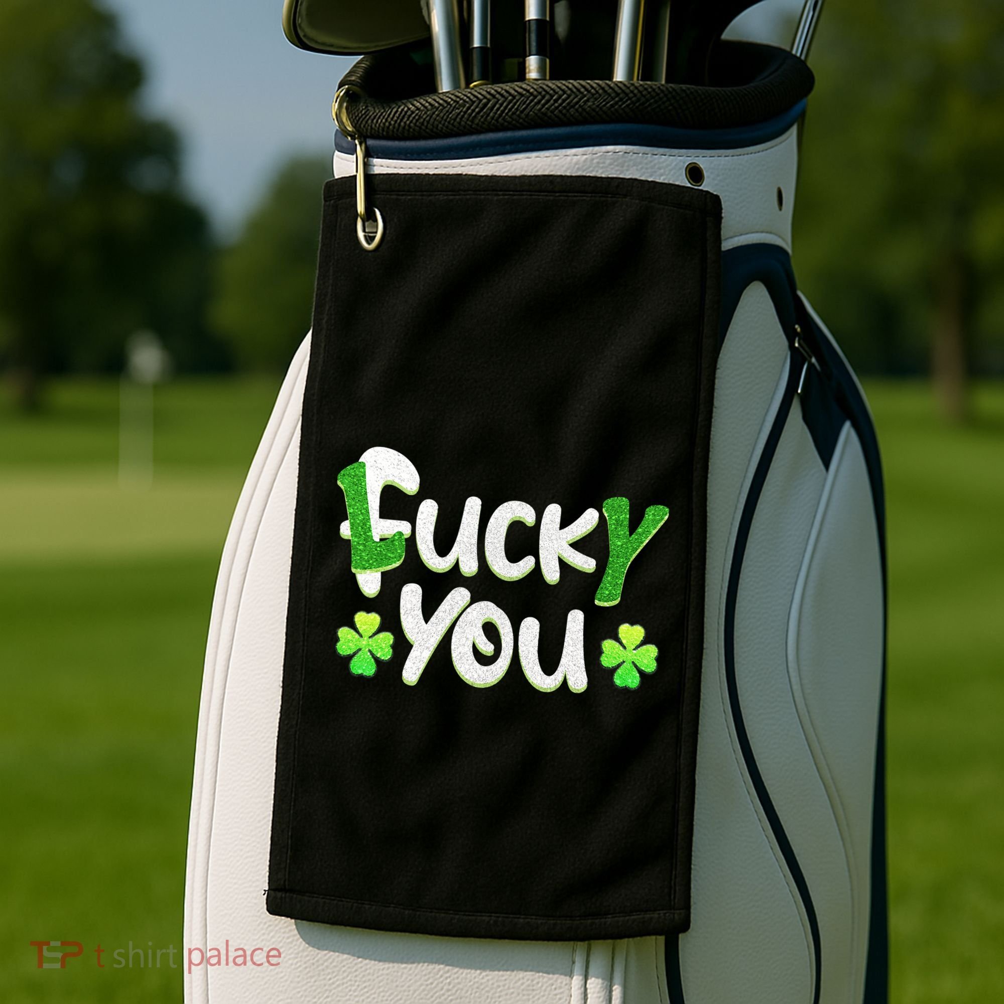 Funny Leprechaun Shamrock Fuck Lucky You St Patricks Day Golf Towel