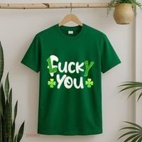 Funny Leprechaun Shamrock Fuck Lucky You St Patricks Day T-Shirt thumb 2