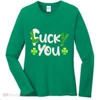 Funny Leprechaun Shamrock Fuck Lucky You St Patricks Day Women's Long Sleeve Shirt thumb 0