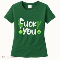 Funny Leprechaun Shamrock Fuck Lucky You St Patricks Day Women's T-Shirt thumb 0