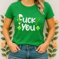 Funny Leprechaun Shamrock Fuck Lucky You St Patricks Day Women's T-Shirt thumb 2