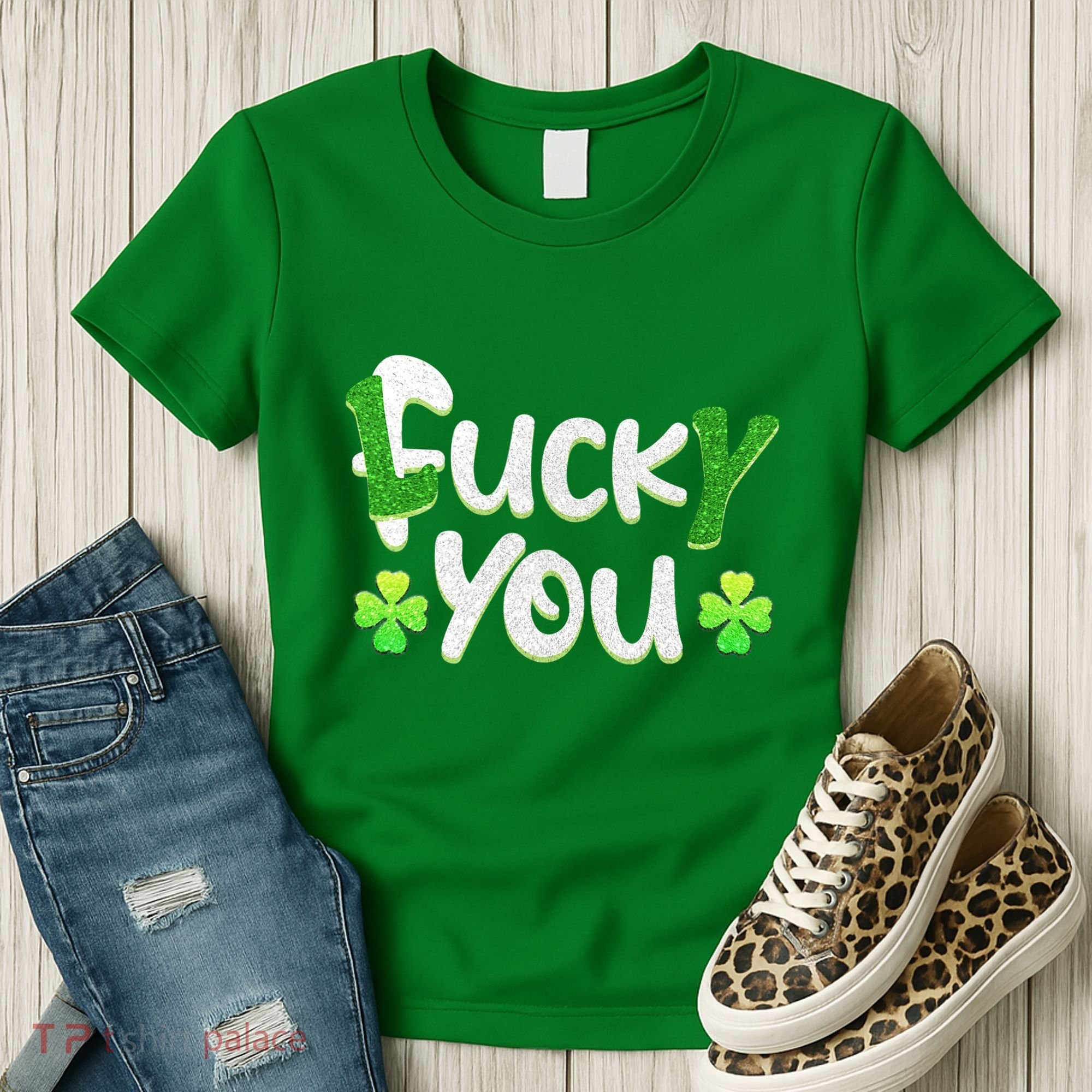 Funny Leprechaun Shamrock Fuck Lucky You St Patricks Day Women's T-Shirt
