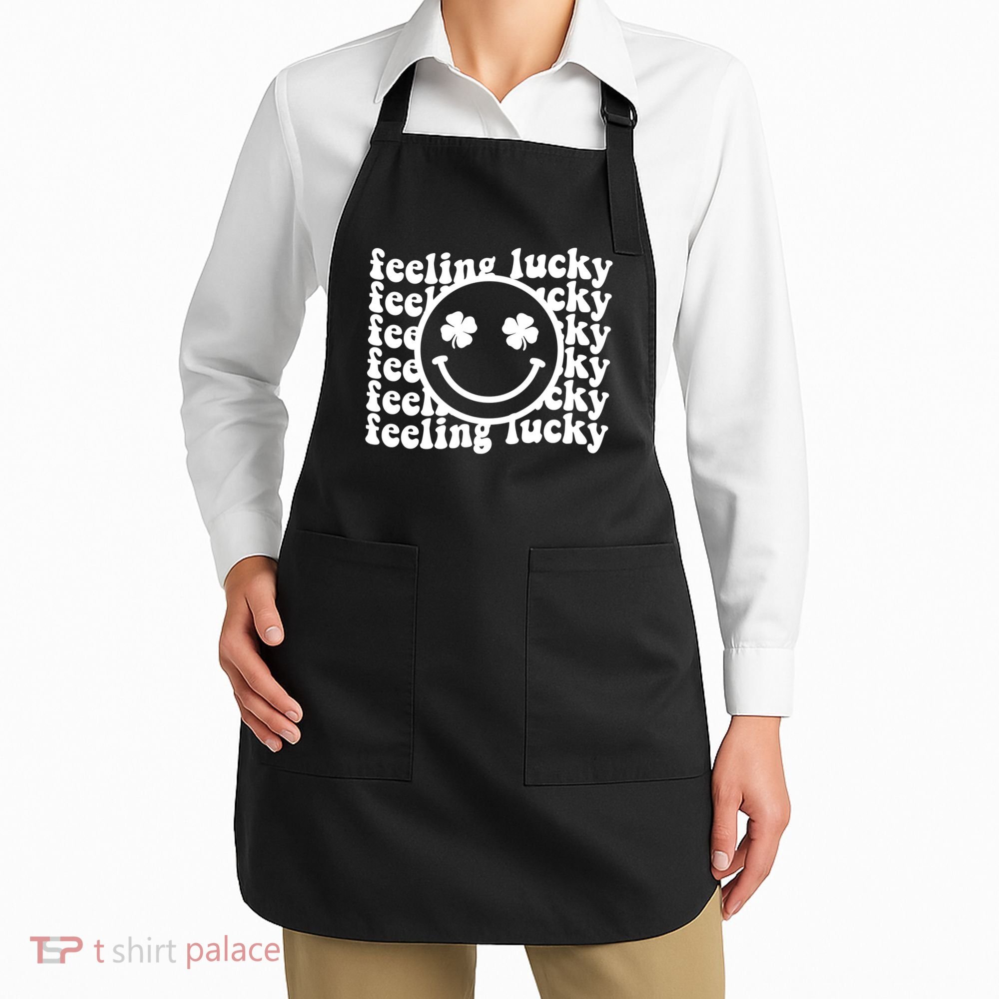Feeling Lucky Smiley Irish Clover Apron