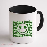 Feeling Lucky Smiley Irish Clover Coffee Mug thumb 1