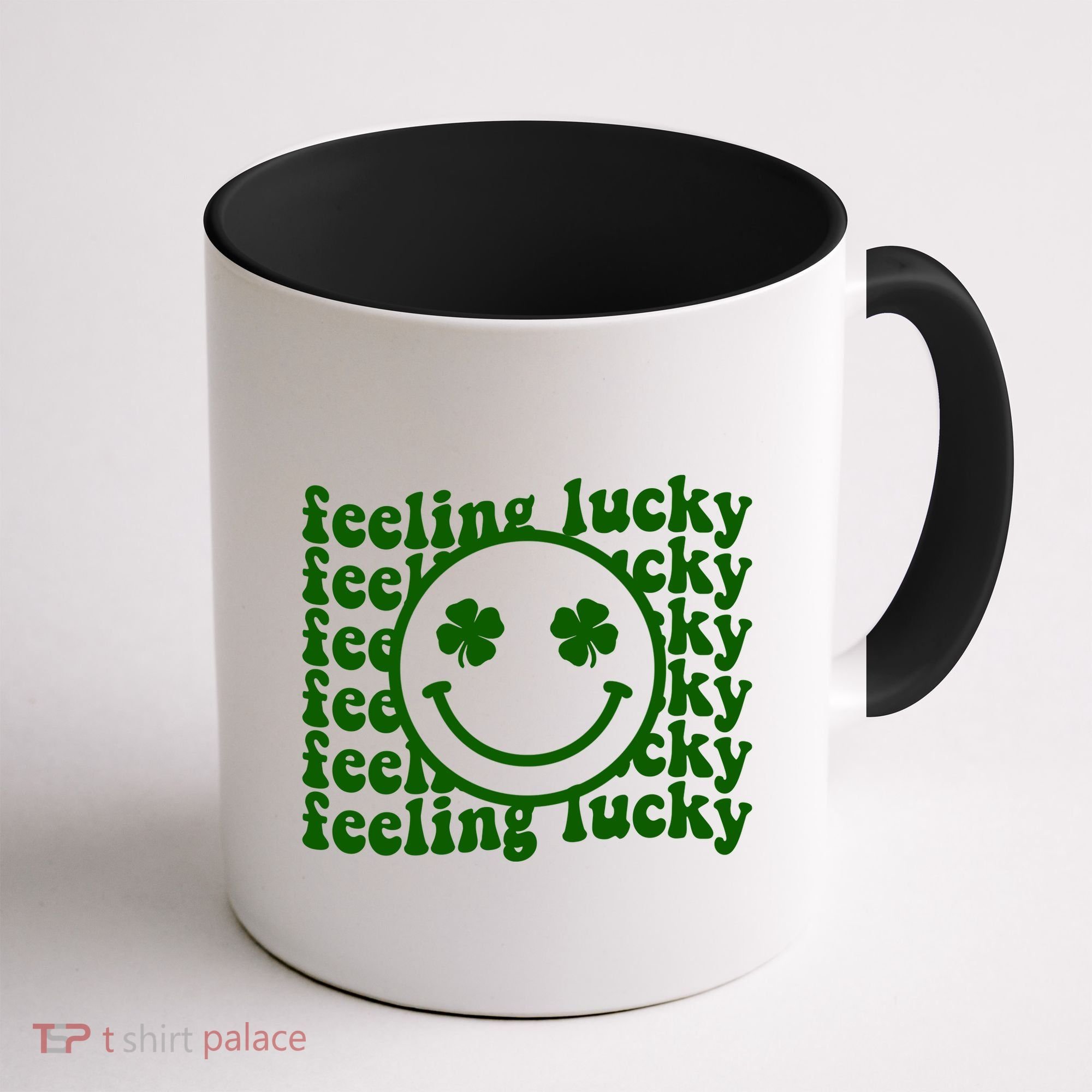 Feeling Lucky Smiley Irish Clover Coffee Mug