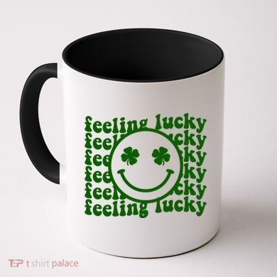 Feeling Lucky Smiley Irish Clover Coffee Mug