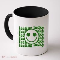 Feeling Lucky Smiley Irish Clover Coffee Mug thumb 0