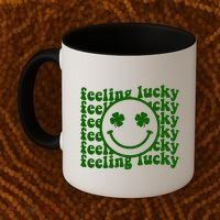 Feeling Lucky Smiley Irish Clover Coffee Mug thumb 2