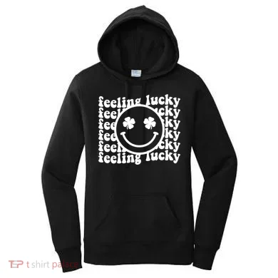 Feeling Lucky Smiley Irish Clover Women's Hoodie