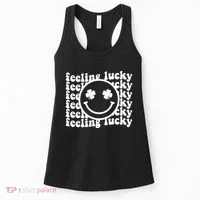Feeling Lucky Smiley Irish Clover Women's Tank Top thumb 0
