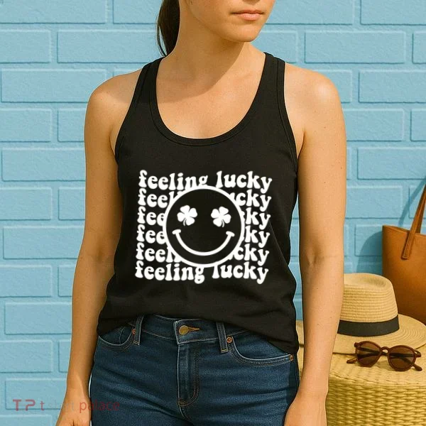 Feeling Lucky Smiley Irish Clover Women's Tank Top