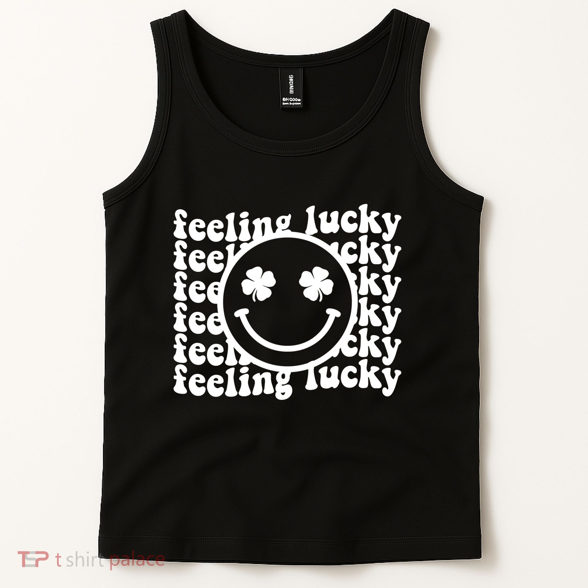 Feeling Lucky Smiley Irish Clover Tank Top