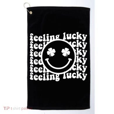 Feeling Lucky Smiley Irish Clover Golf Towel