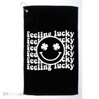 Feeling Lucky Smiley Irish Clover Golf Towel thumb 0