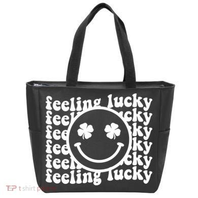 Feeling Lucky Smiley Irish Clover Tote Bag