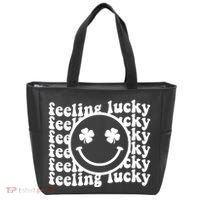 Feeling Lucky Smiley Irish Clover Tote Bag thumb 0