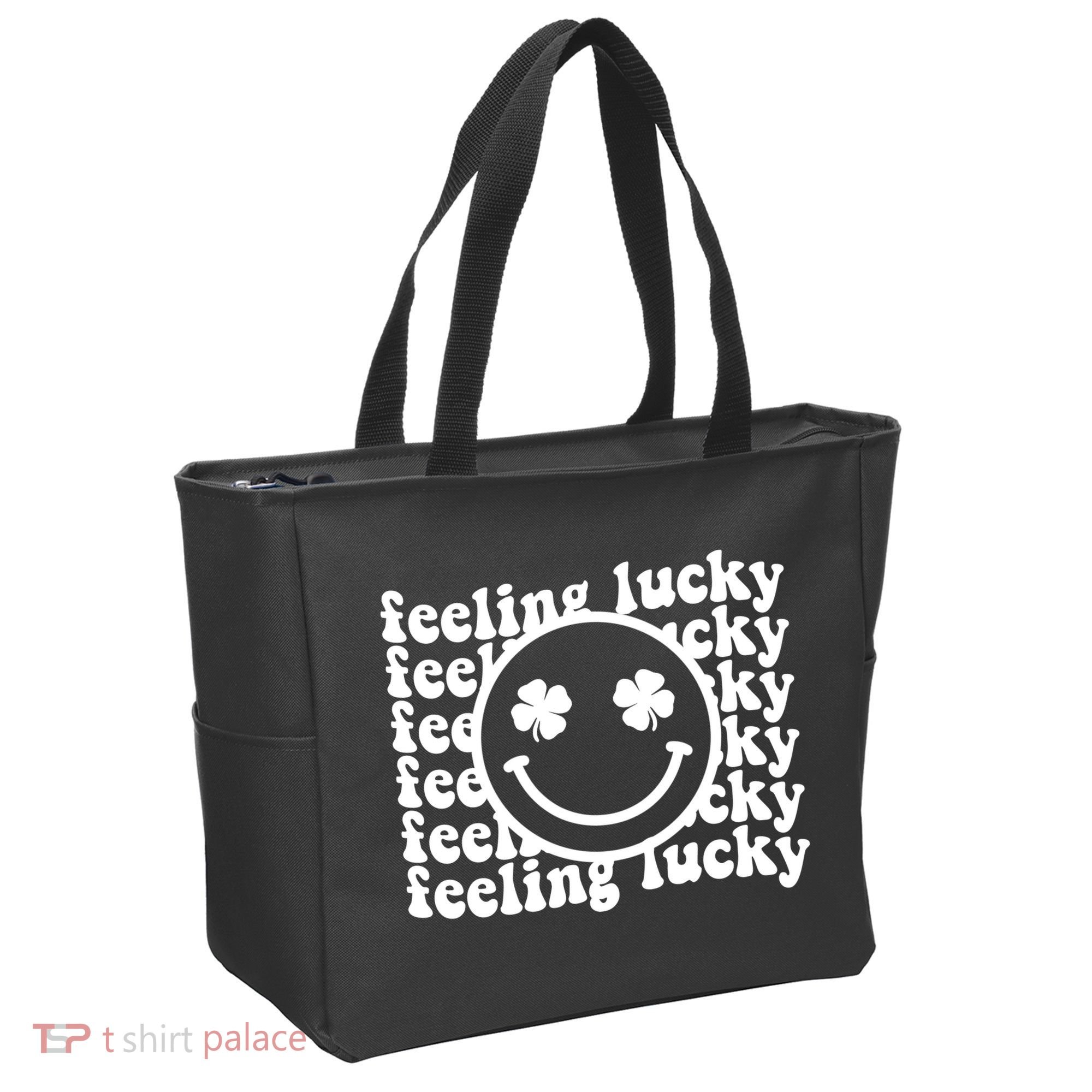 Feeling Lucky Smiley Irish Clover Tote Bag