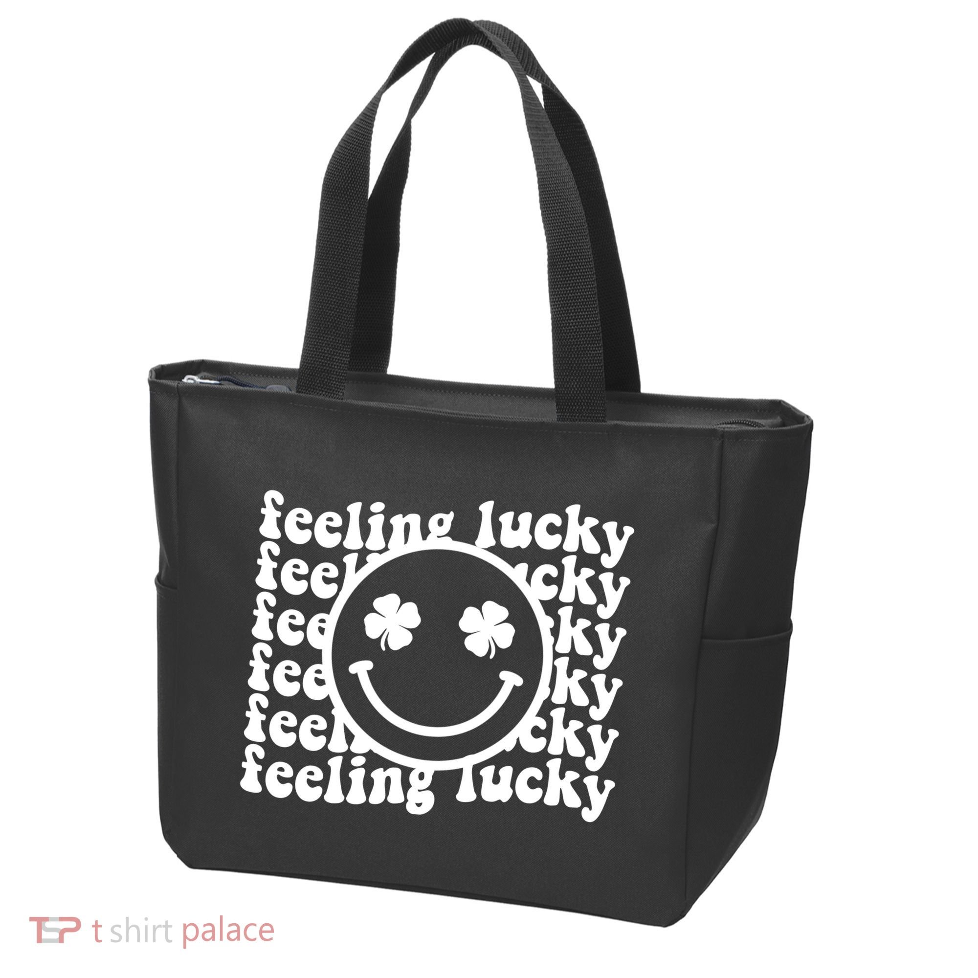 Feeling Lucky Smiley Irish Clover Tote Bag