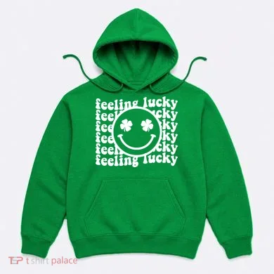 Feeling Lucky Smiley Irish Clover Hoodie