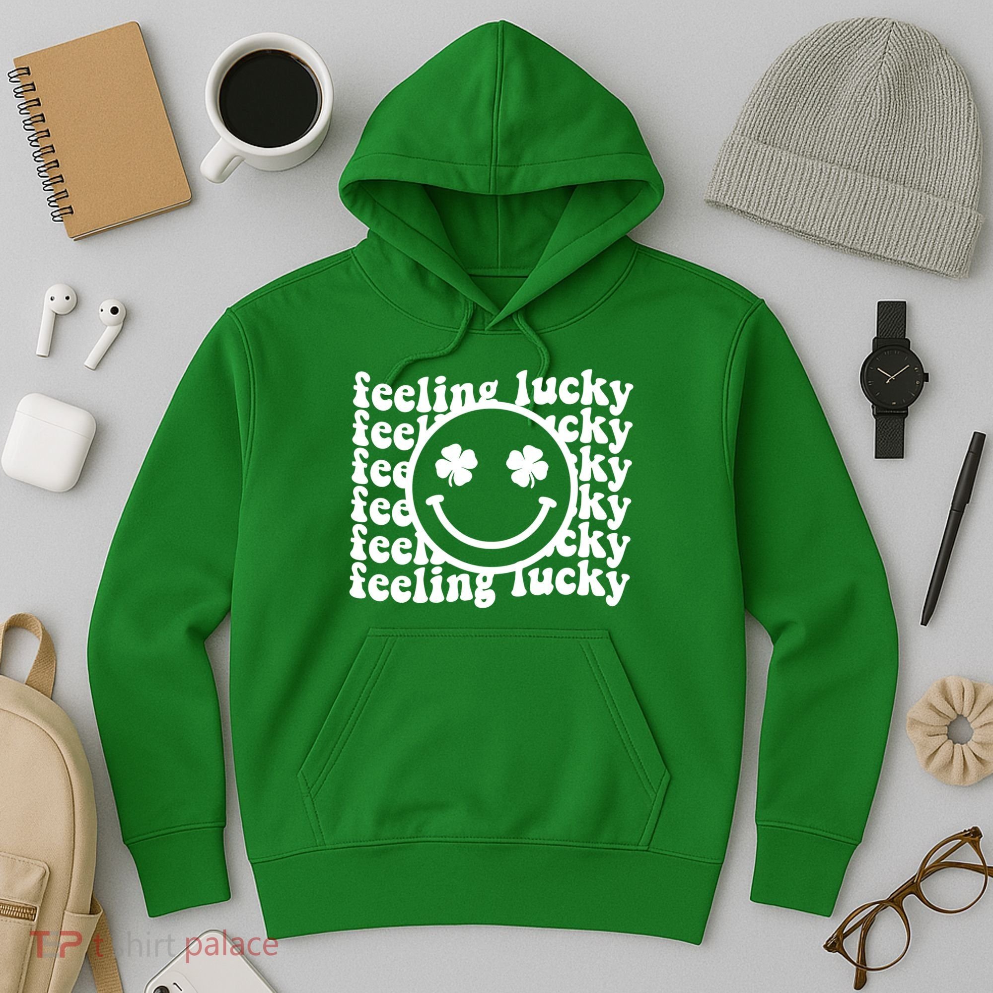 Feeling Lucky Smiley Irish Clover Hoodie