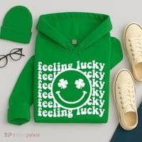 Feeling Lucky Smiley Irish Clover Hoodie thumb 4