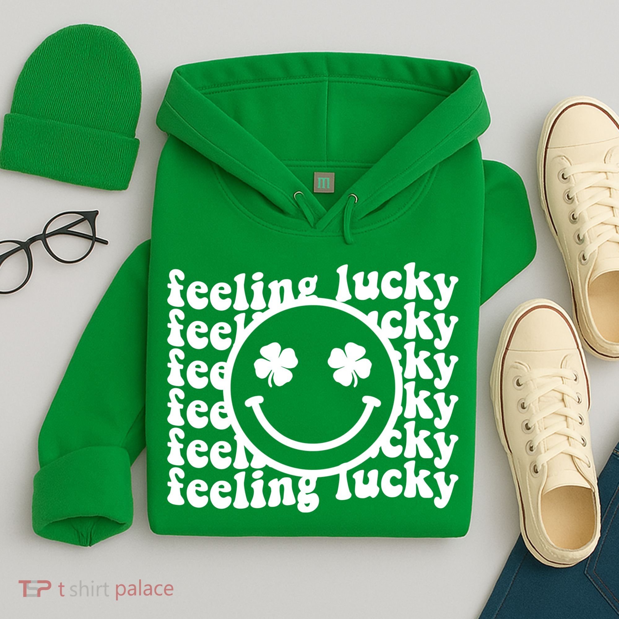 Feeling Lucky Smiley Irish Clover Hoodie