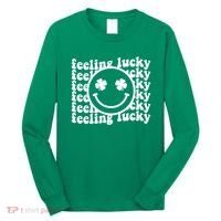 Feeling Lucky Smiley Irish Clover Long Sleeve Shirt thumb 0
