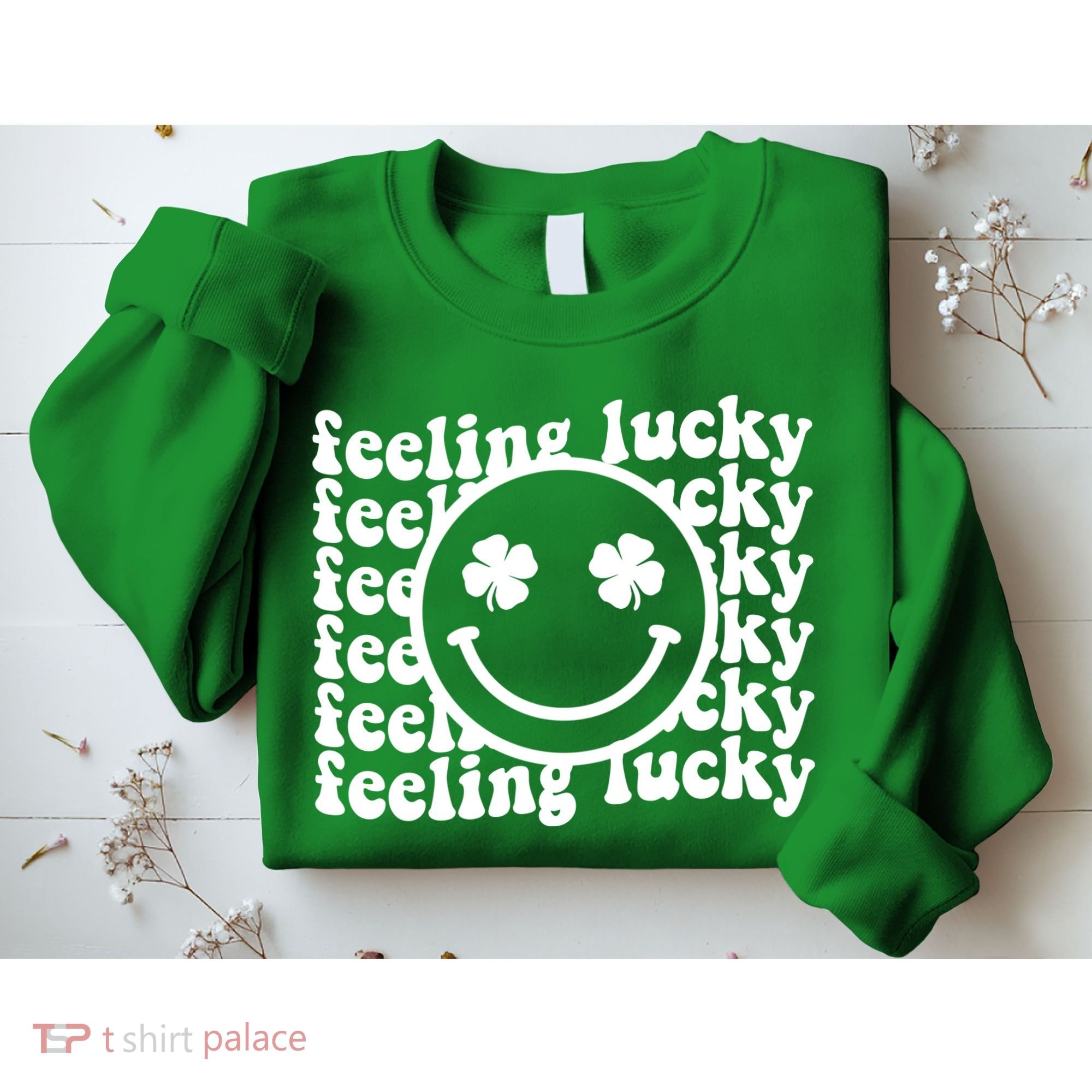 Feeling Lucky Smiley Irish Clover Sweatshirt