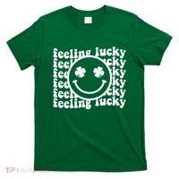 Feeling Lucky Smiley Irish Clover T-Shirt thumb 0